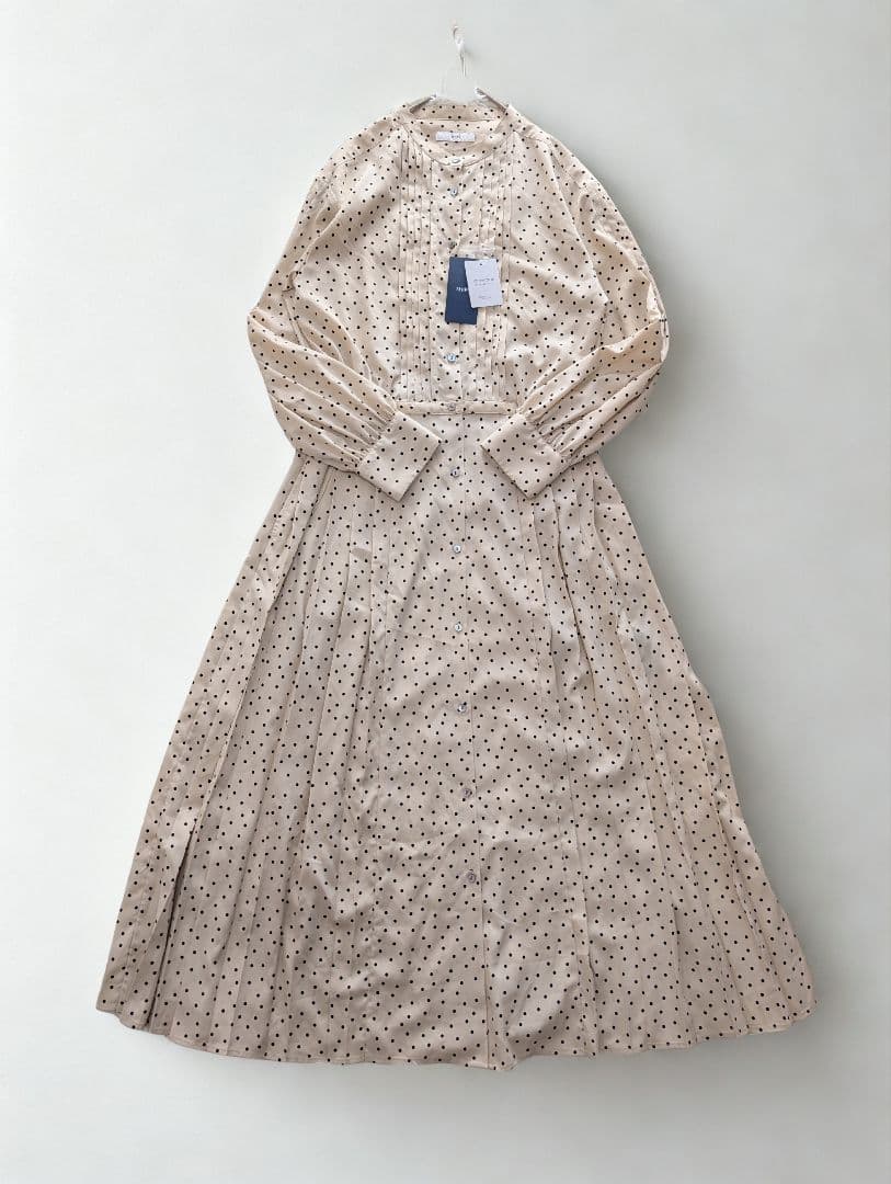 新品タグ付き SHIPS バンドカラー サイドプリーツ ワンピース M 25AW