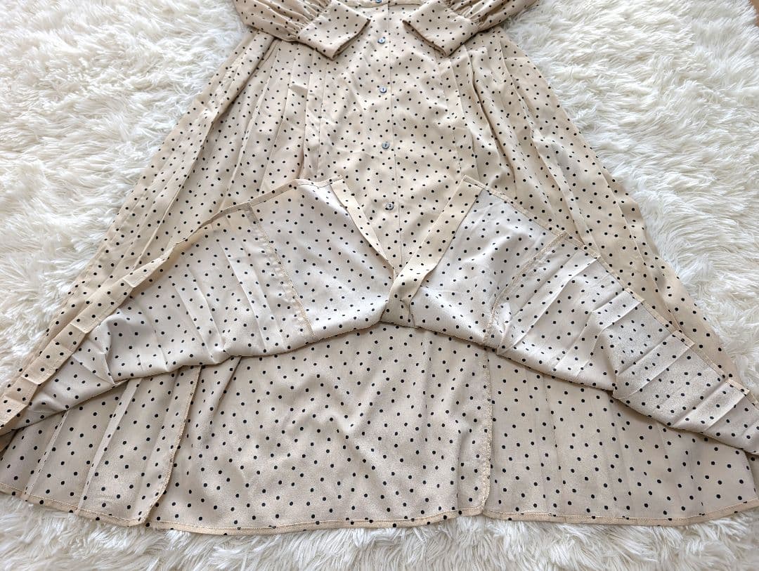 新品タグ付き SHIPS バンドカラー サイドプリーツ ワンピース M 25AW