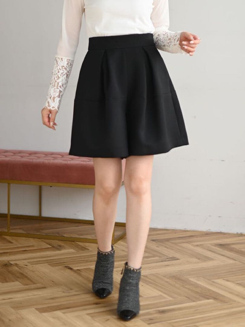 trefle+1 トレフル タックショートパンツ 01 ブラック