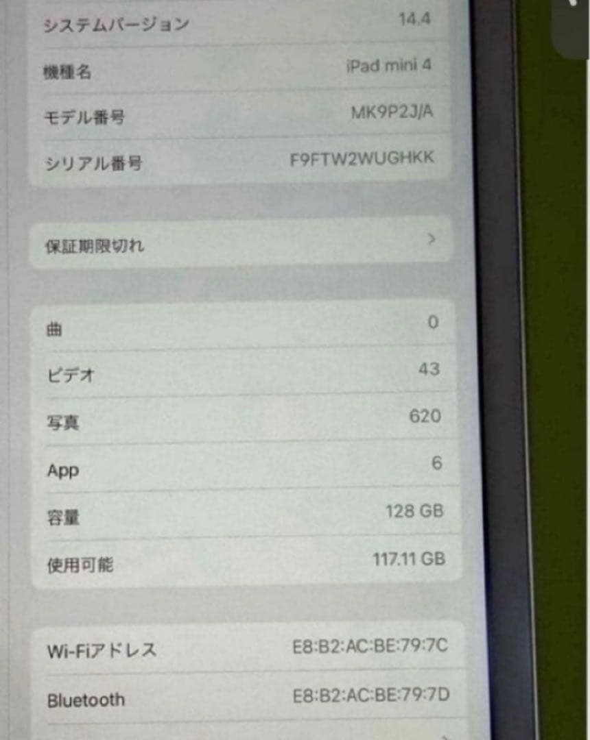 Apple iPad mini4 128GB WiFiモデル