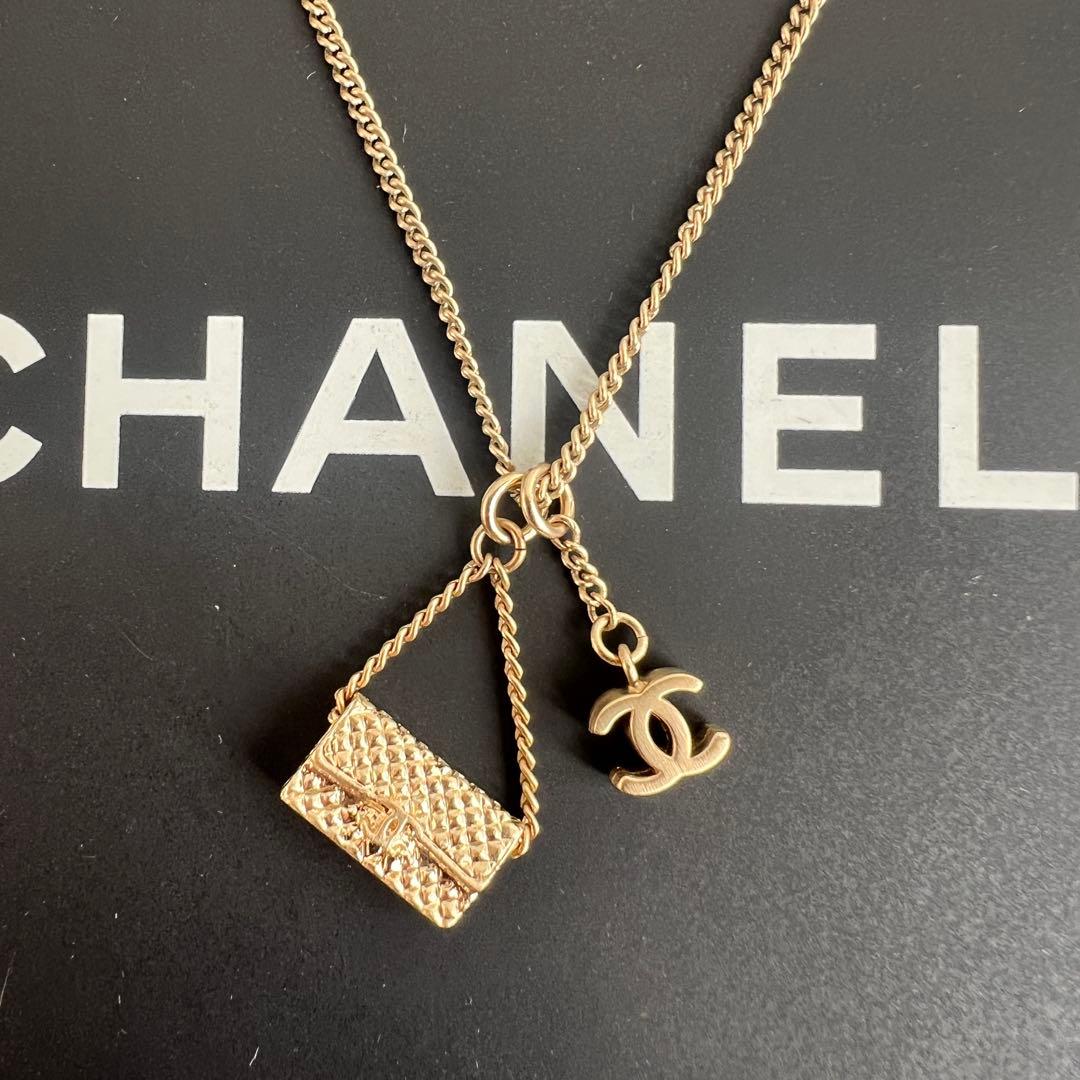 極美品✨シャネル バッグモチーフ マトラッセ ネックレス ゴールド ココマーク