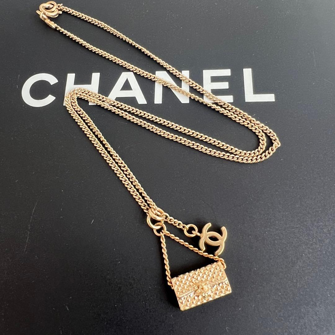 極美品✨シャネル バッグモチーフ マトラッセ ネックレス ゴールド ココマーク