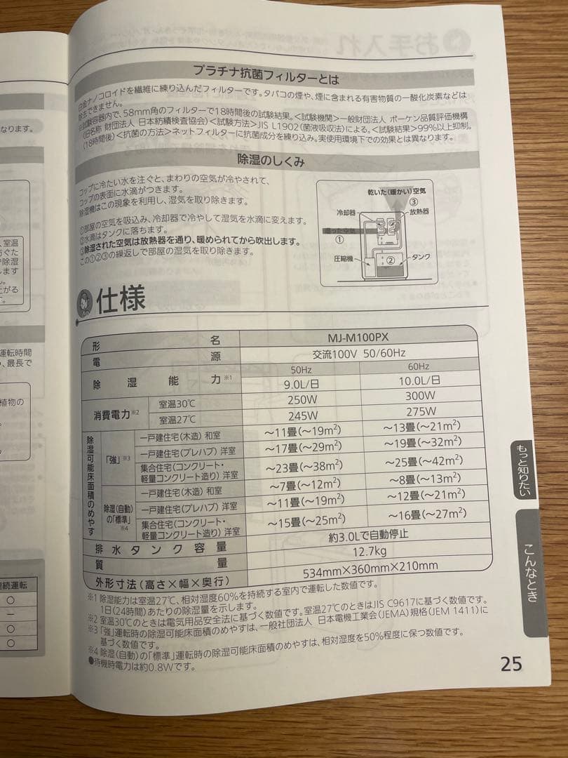 三菱電機 衣類乾燥除湿機 SARARI MJ-M100PX-W 2019年製