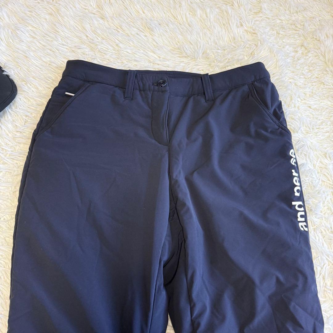 【アンパスィ】極美品 中綿パンツ サイドロゴ ネイビー Lサイズ レディース