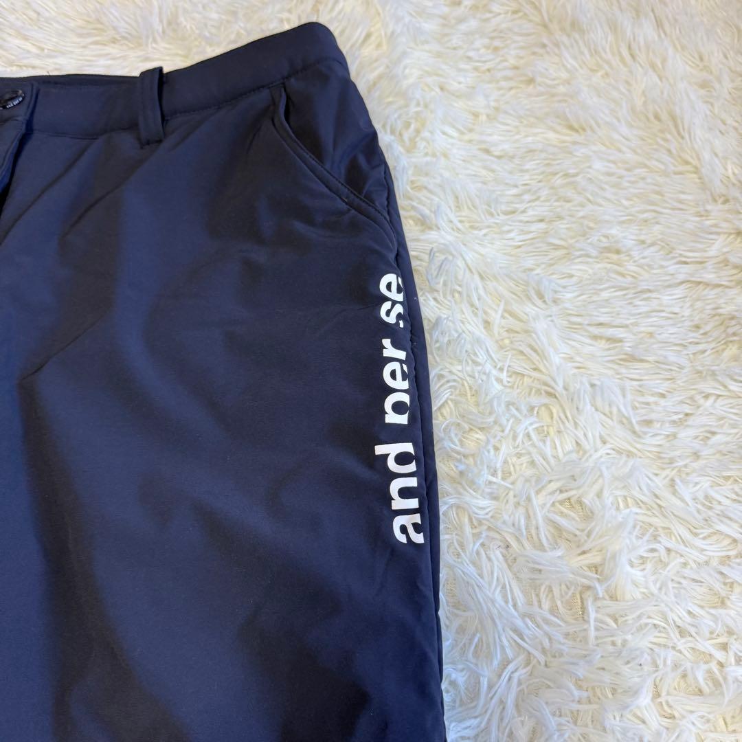 【アンパスィ】極美品 中綿パンツ サイドロゴ ネイビー Lサイズ レディース
