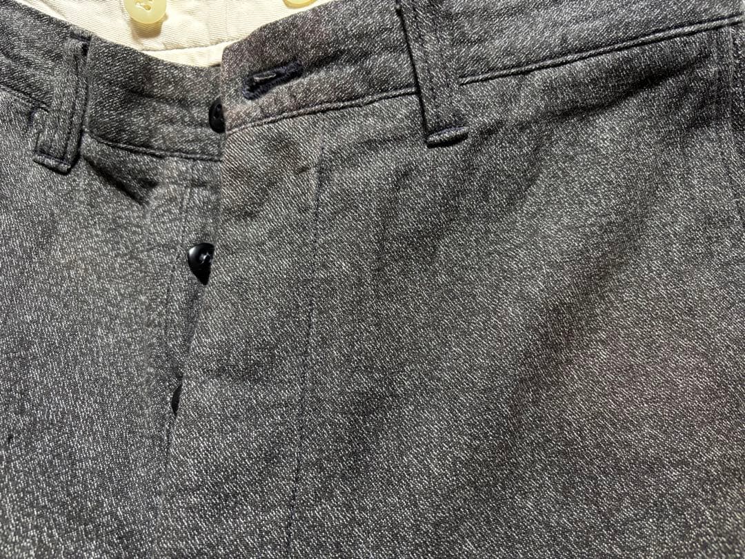 Atlast&co ブラック シャンブレー トラウザー パンツ アットラスト