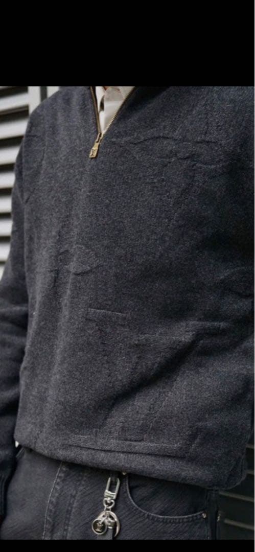 本物 ルイヴィトン 新作 ジャカード モノグラム ジップアップ ニット セーター