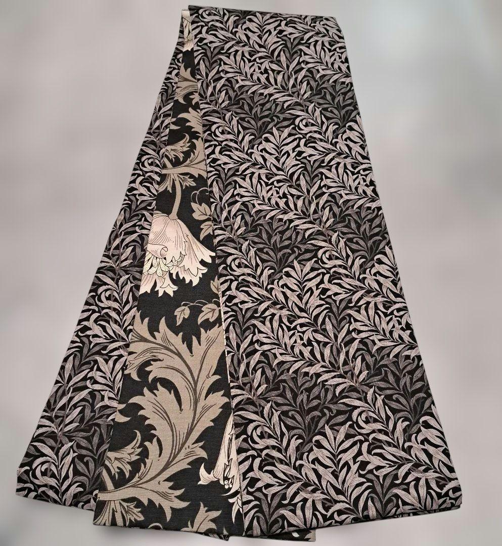 半幅帯　長尺　ウィリアムモリス　アネモネ×ウィローボゥ リバーシブル