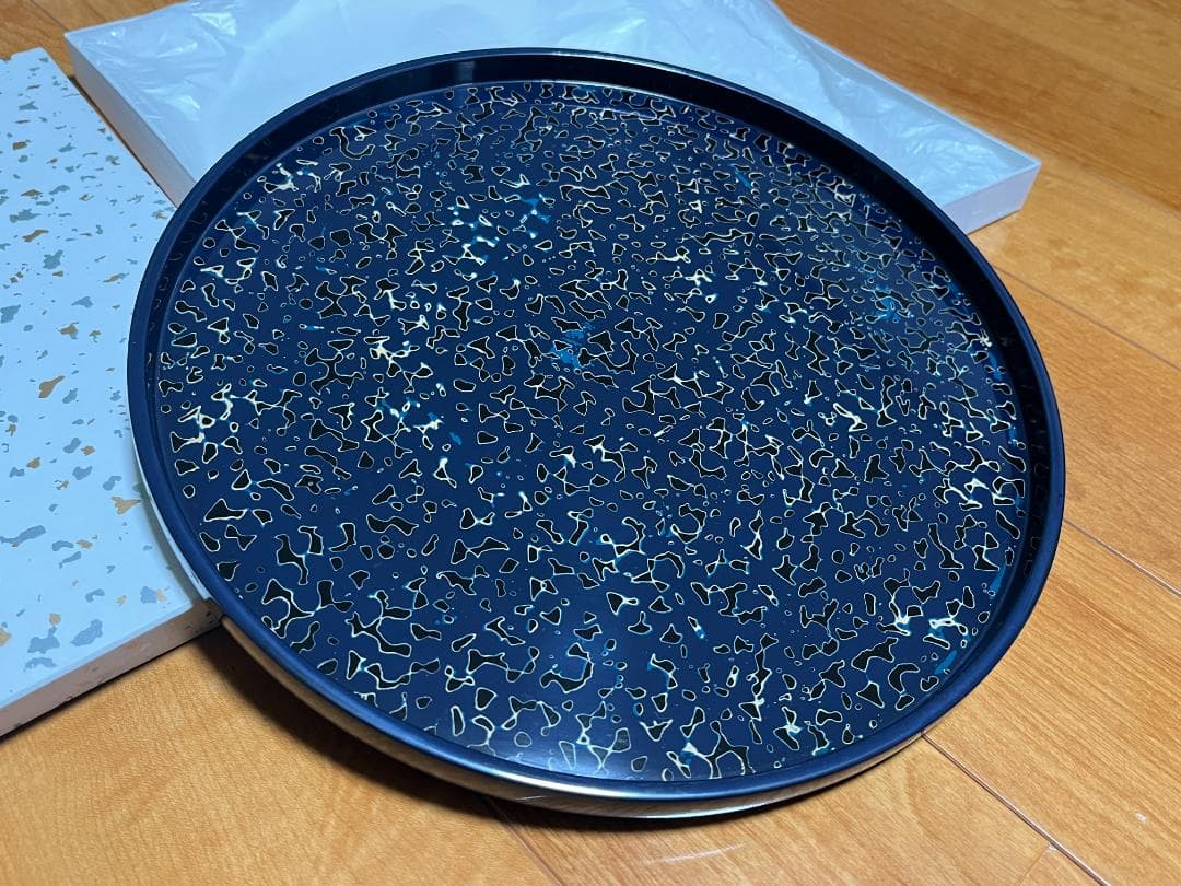 【新品・希少品】津軽塗 丸盆 ロイヤルブルー【弘前津軽塗商工業共同組合承認 】