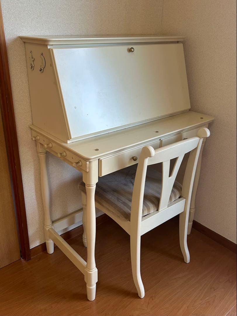 アイボリー　ヴィンテージ　ライティングデスク