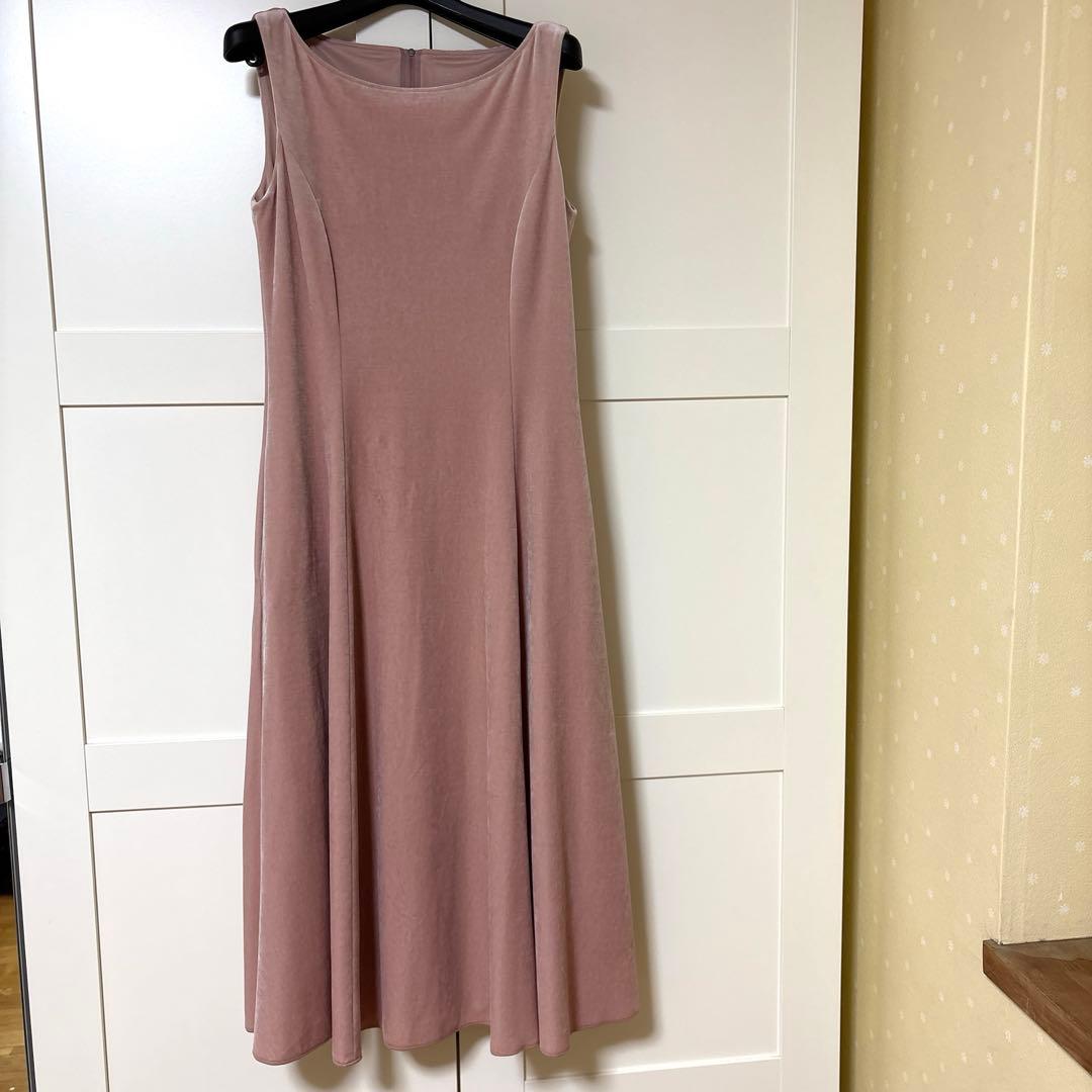 FOXY ベロア　ピンクページュワンピース