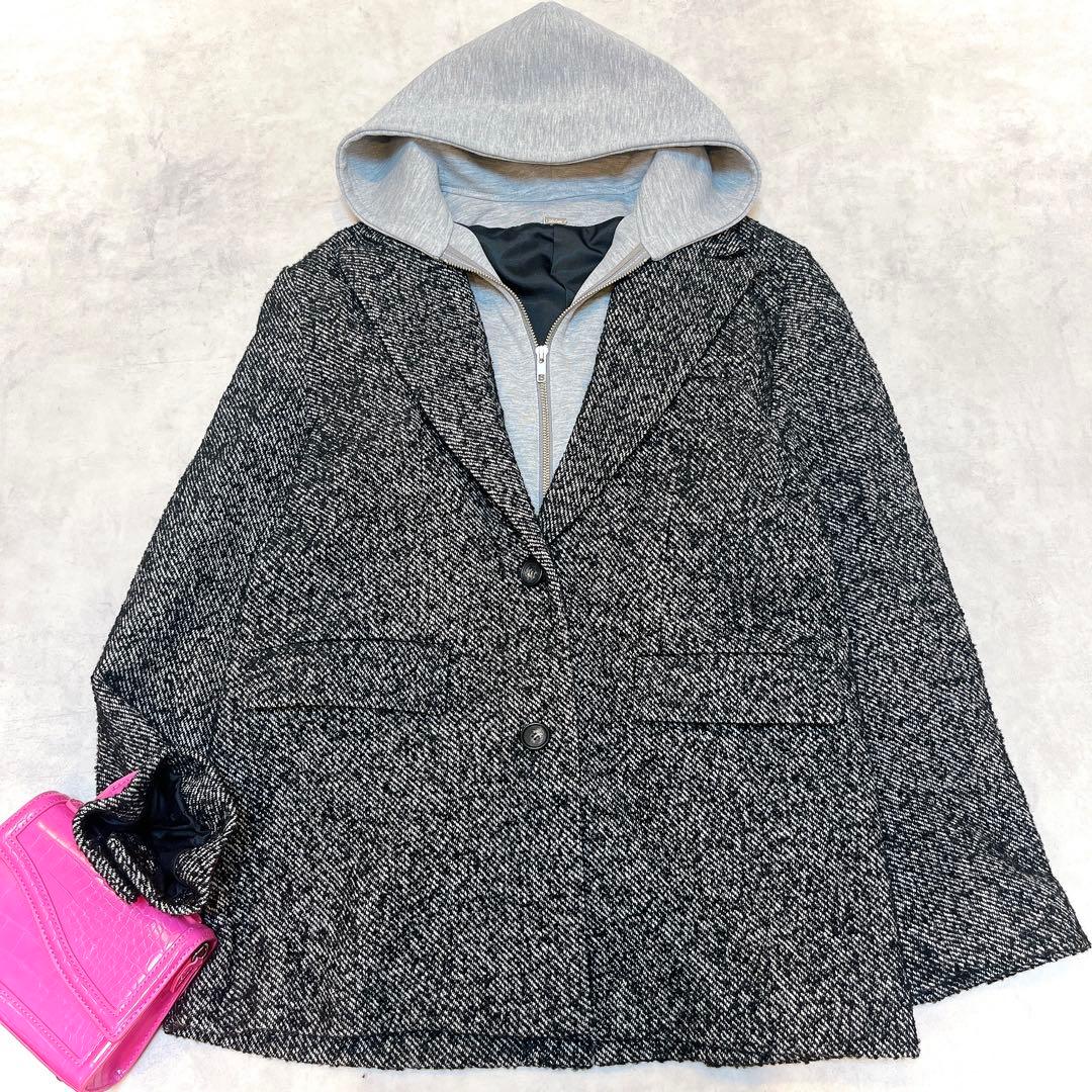 Mila Owen フードドッキングシングルブレストジャケット◇ツイード 1