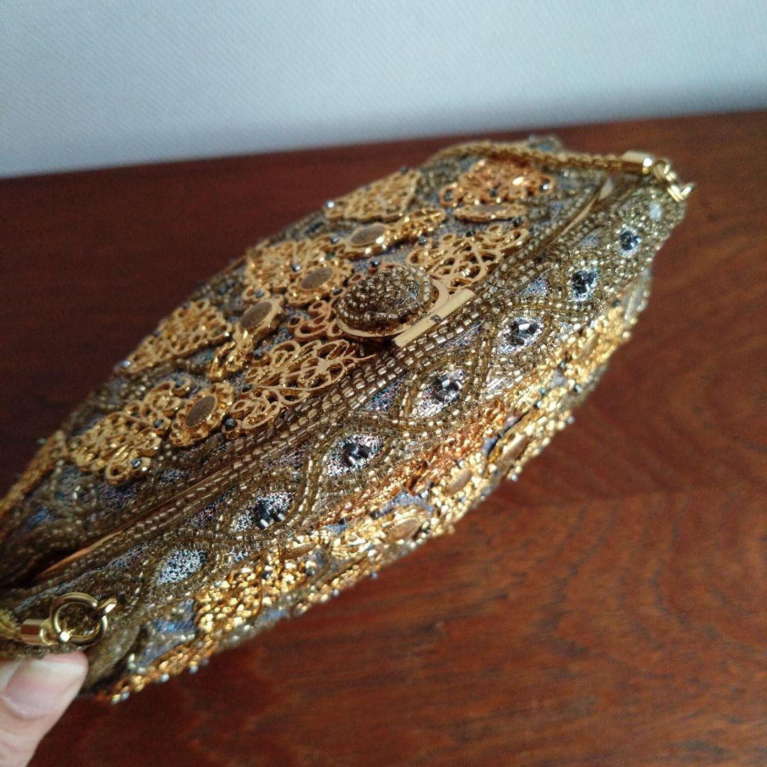 希少　皇室御用達　LUMY　はしもと　ビーズ　 刺繍　バッグ　がま口