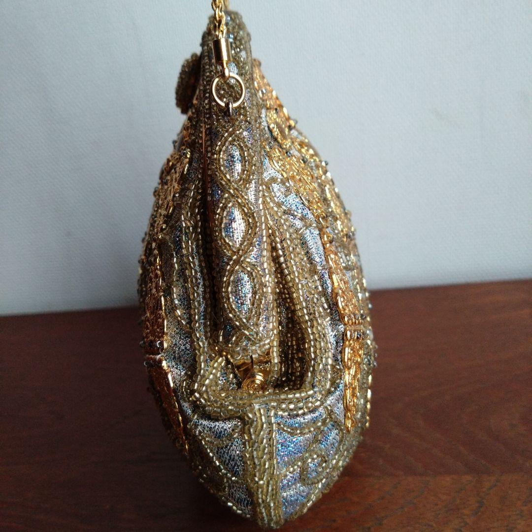 希少　皇室御用達　LUMY　はしもと　ビーズ　 刺繍　バッグ　がま口