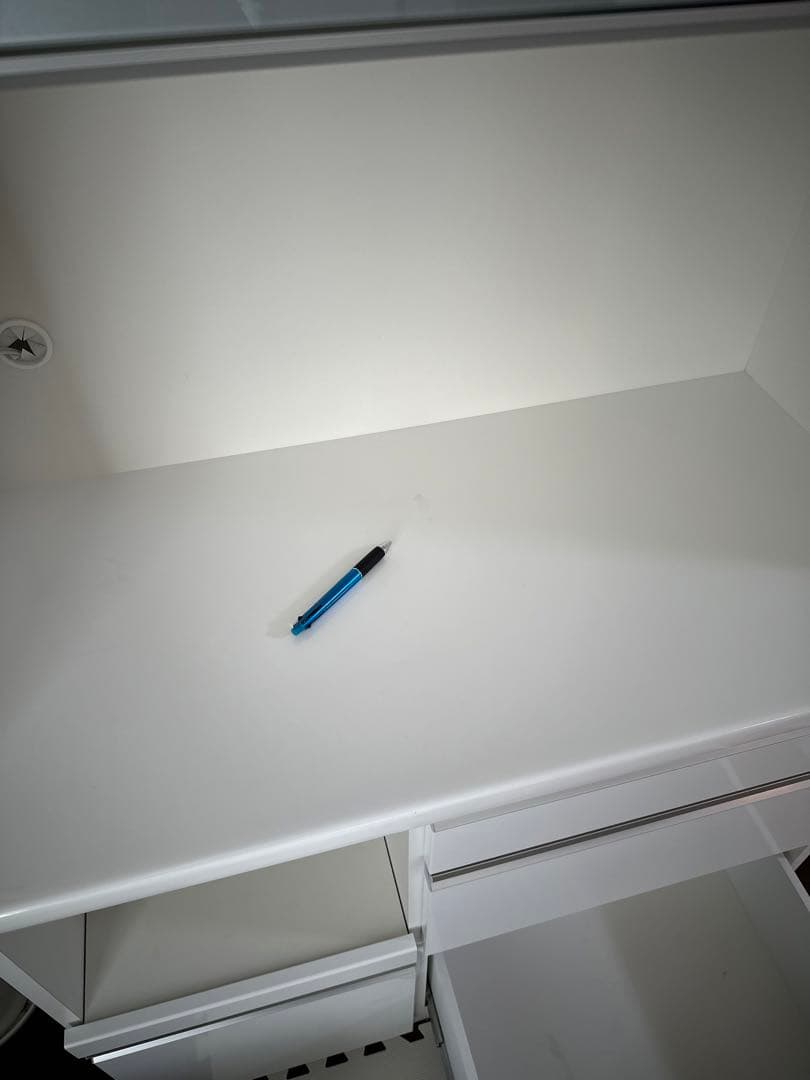 食器棚 カップボード 幅98 送料込み 鏡面ホワイト