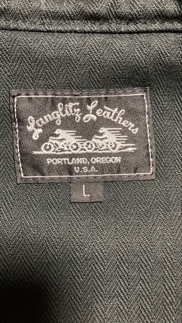 Langlitz Leathers ブラックデニムベスト L
