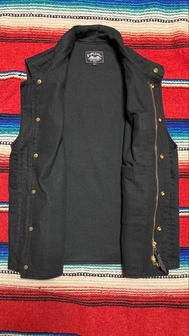 Langlitz Leathers ブラックデニムベスト L