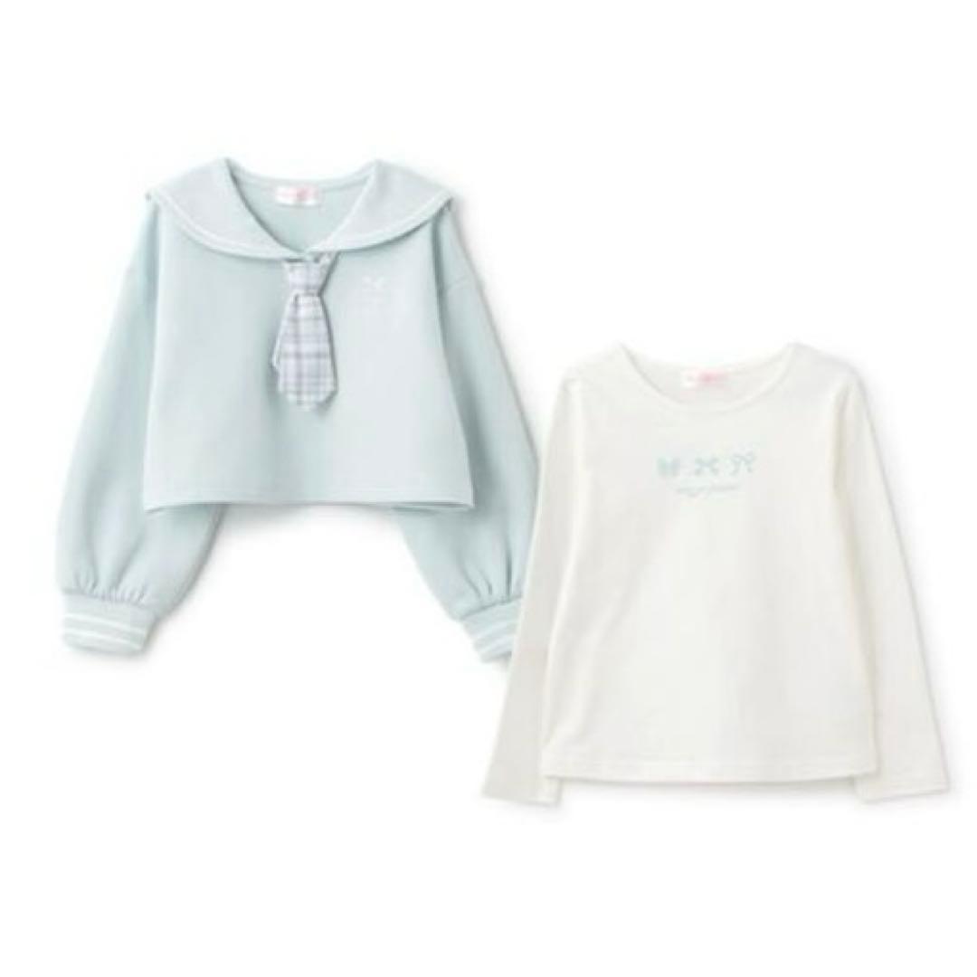 メゾピアノ セーラー短丈プルオーバー＆長袖Tシャツセット　130