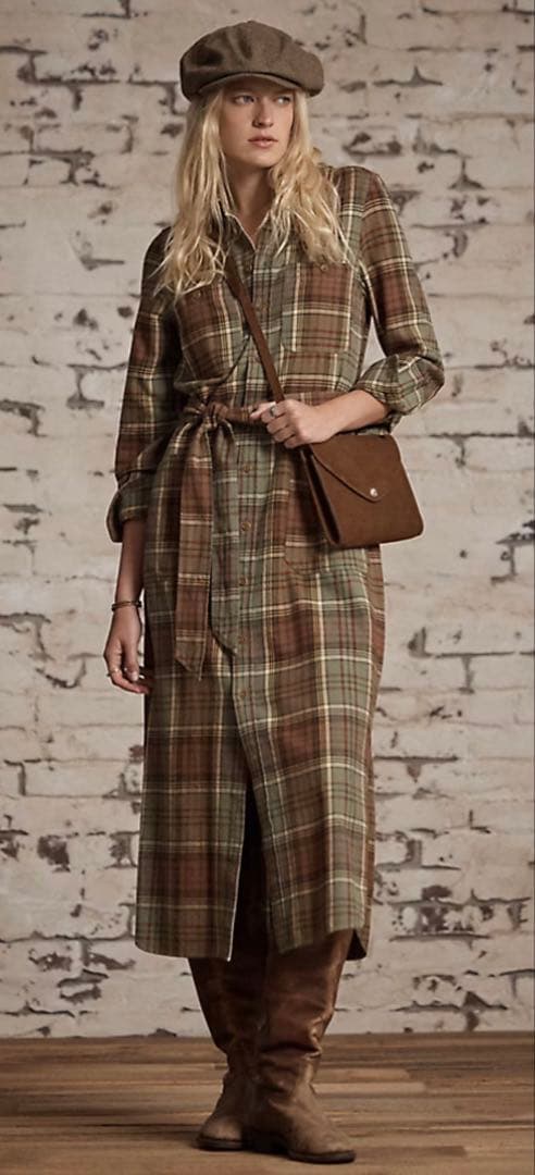 ラルフローレン チェック柄 ロングワンピース 共布ベルト付　中村アンさん着用