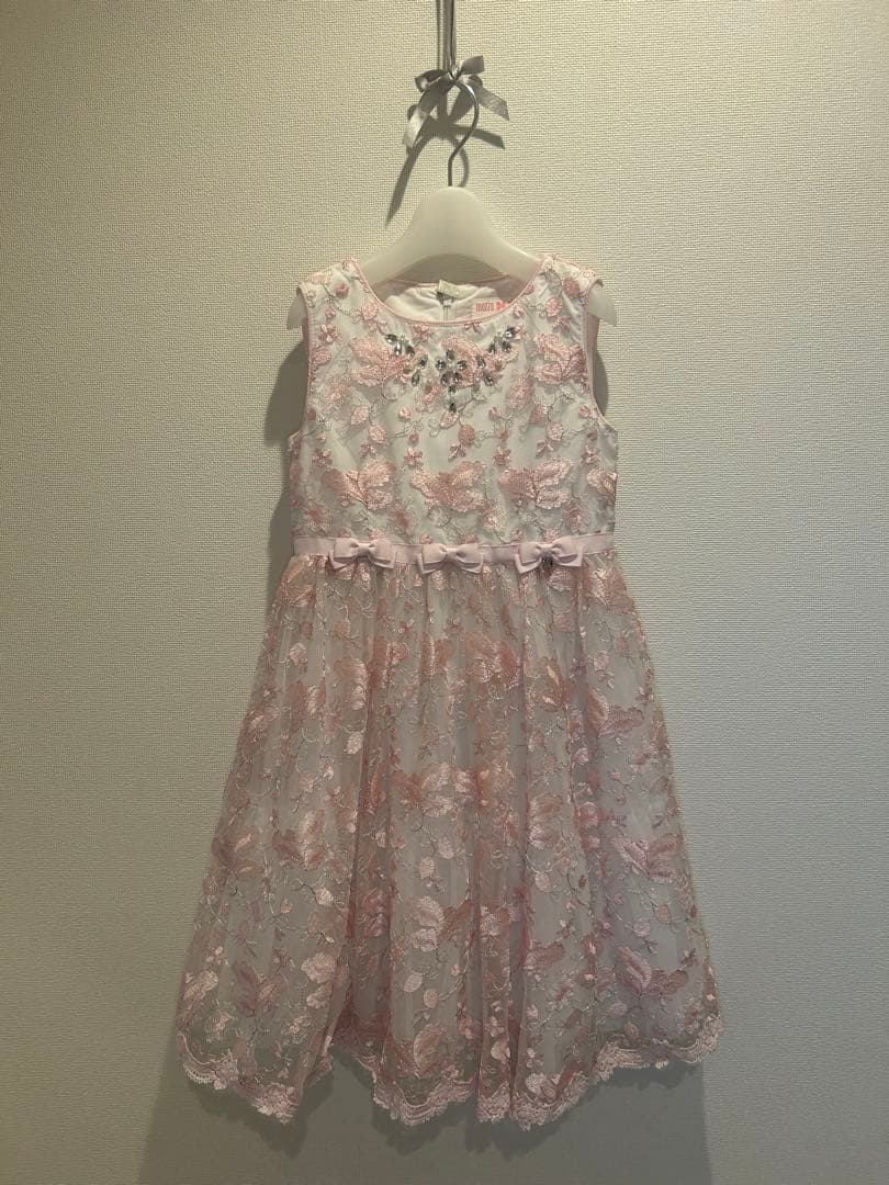 ★美品　メゾピアノ 花柄刺繍ワンピース 120cm＆ニットボレロ　Mドレスセット