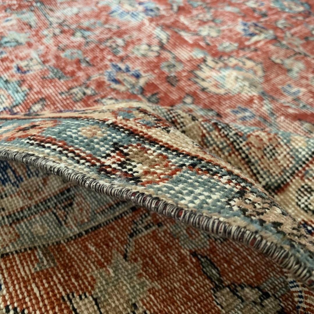 hi89　超大判　250×139 トルコヴィンテージラグ　テラコッタレッド