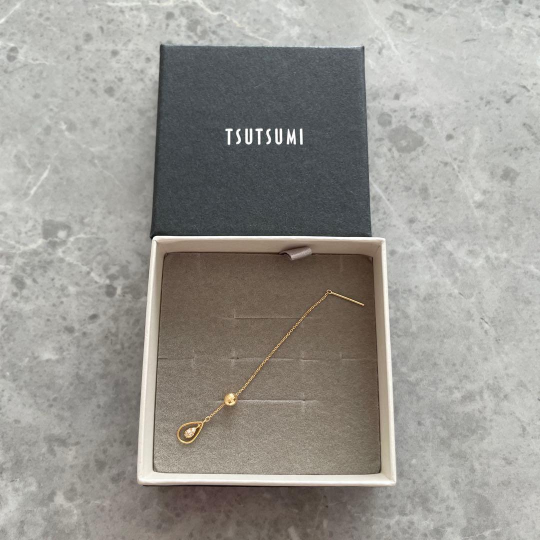 TSUTSUMI ダイヤモンド　k18 YG ドロップ型ピアス(片耳用)