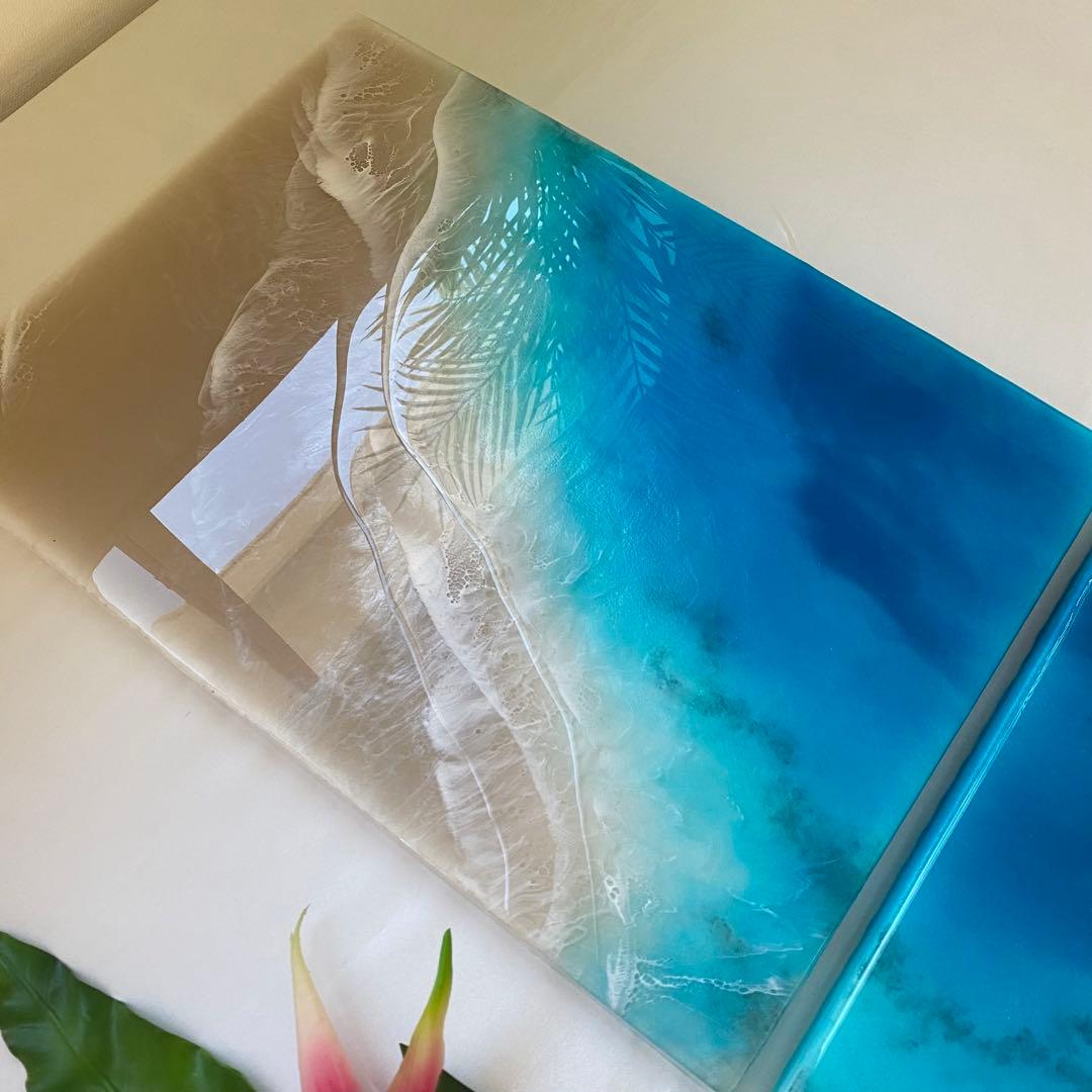 レジンアート　2連パネル　ウェットサンドシリーズ　海アート　オーシャンパネル