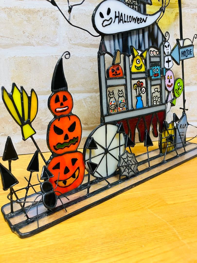 ステンドグラス　ハロウィンの屋台