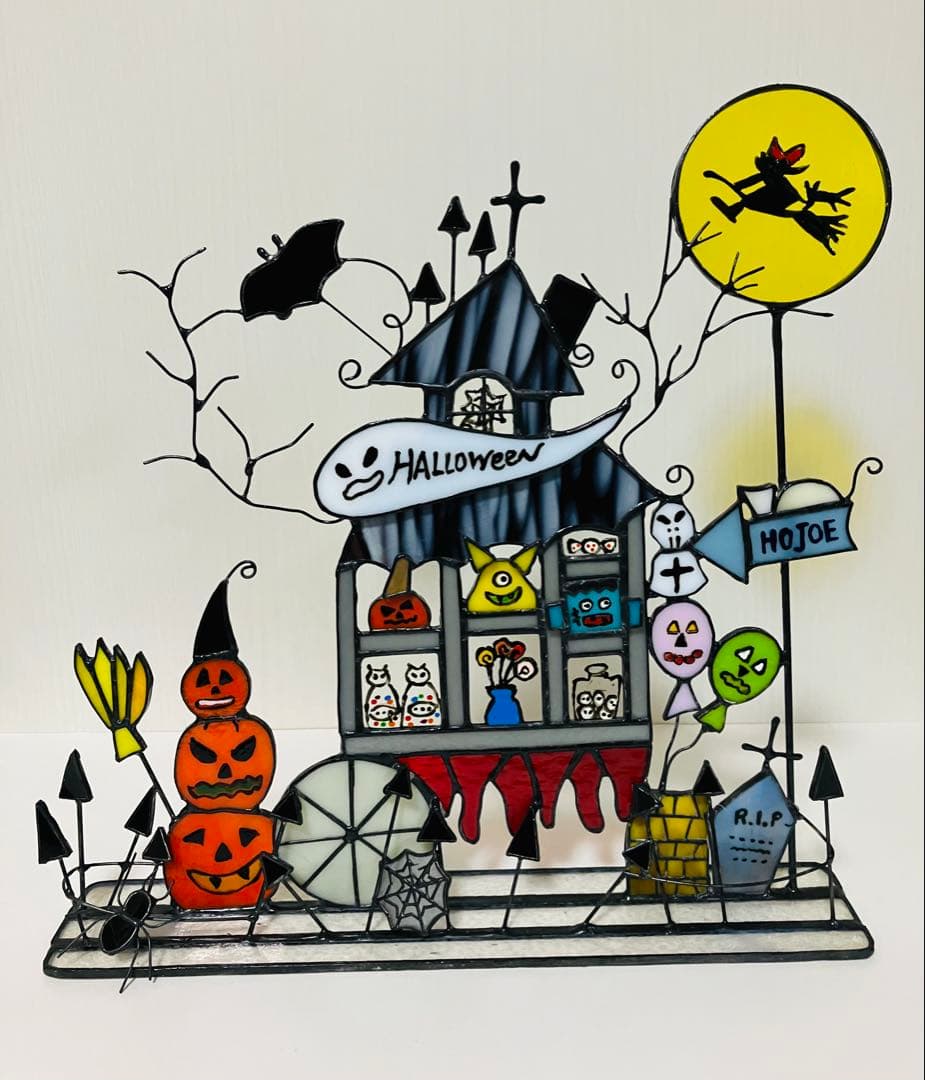 ステンドグラス　ハロウィンの屋台