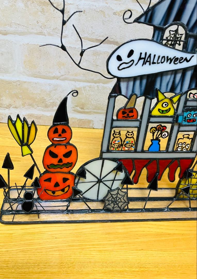 ステンドグラス　ハロウィンの屋台