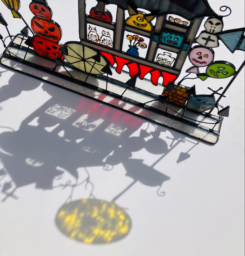 ステンドグラス　ハロウィンの屋台
