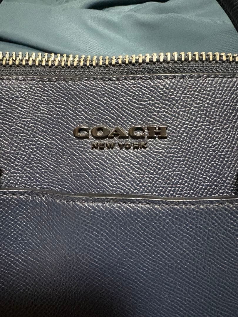 COACH ネイビー レザー メンズ ブリーフバッグ ビジネスバッグ 美品