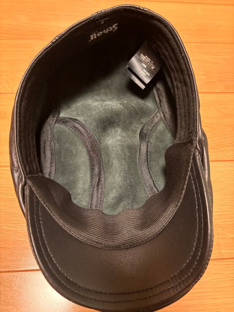 Schott ブラック レザー キャスケット F