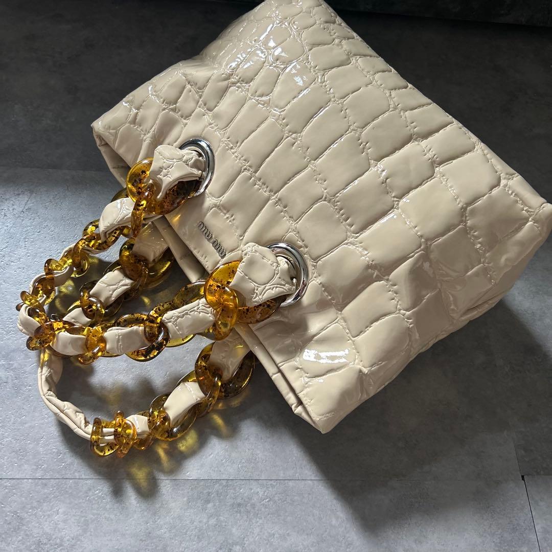 【希少モデル❗️】美品！vintage miumiu ハンドバッグ　ホワイト