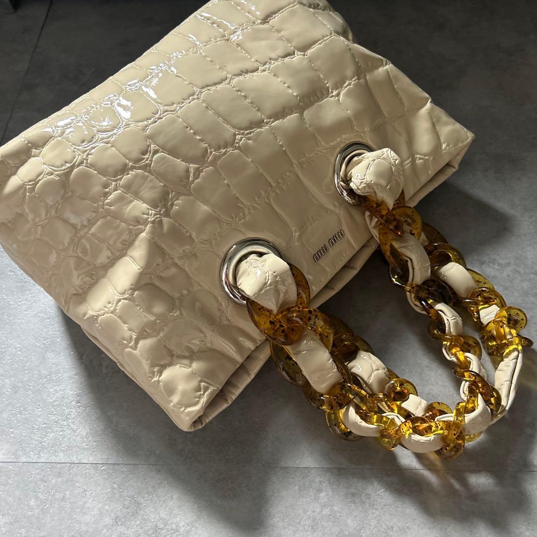 【希少モデル❗️】美品！vintage miumiu ハンドバッグ　ホワイト