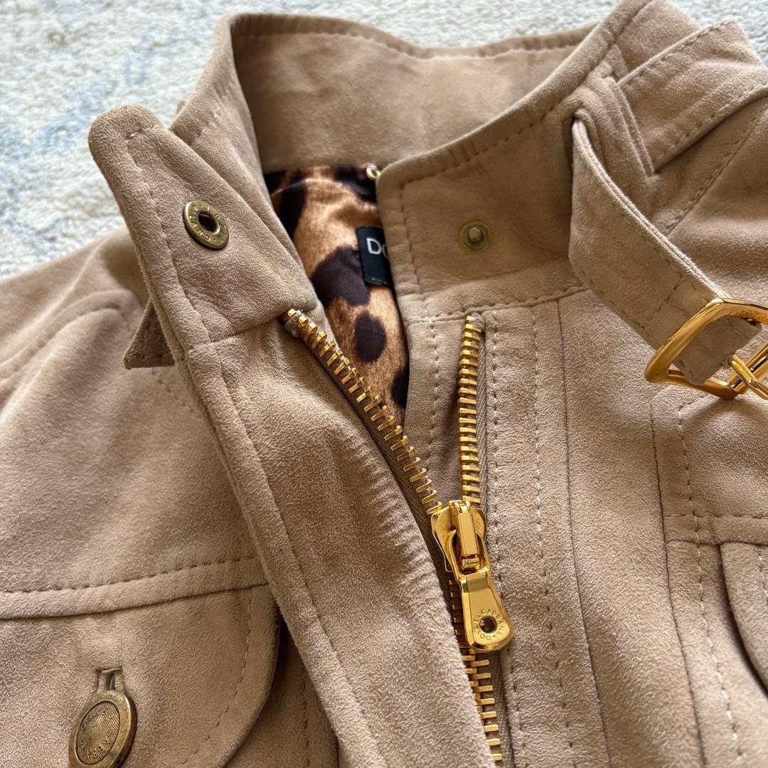 ドルチェアンドガッバーナ スウェード 裏地 レオパード レザー ライダース