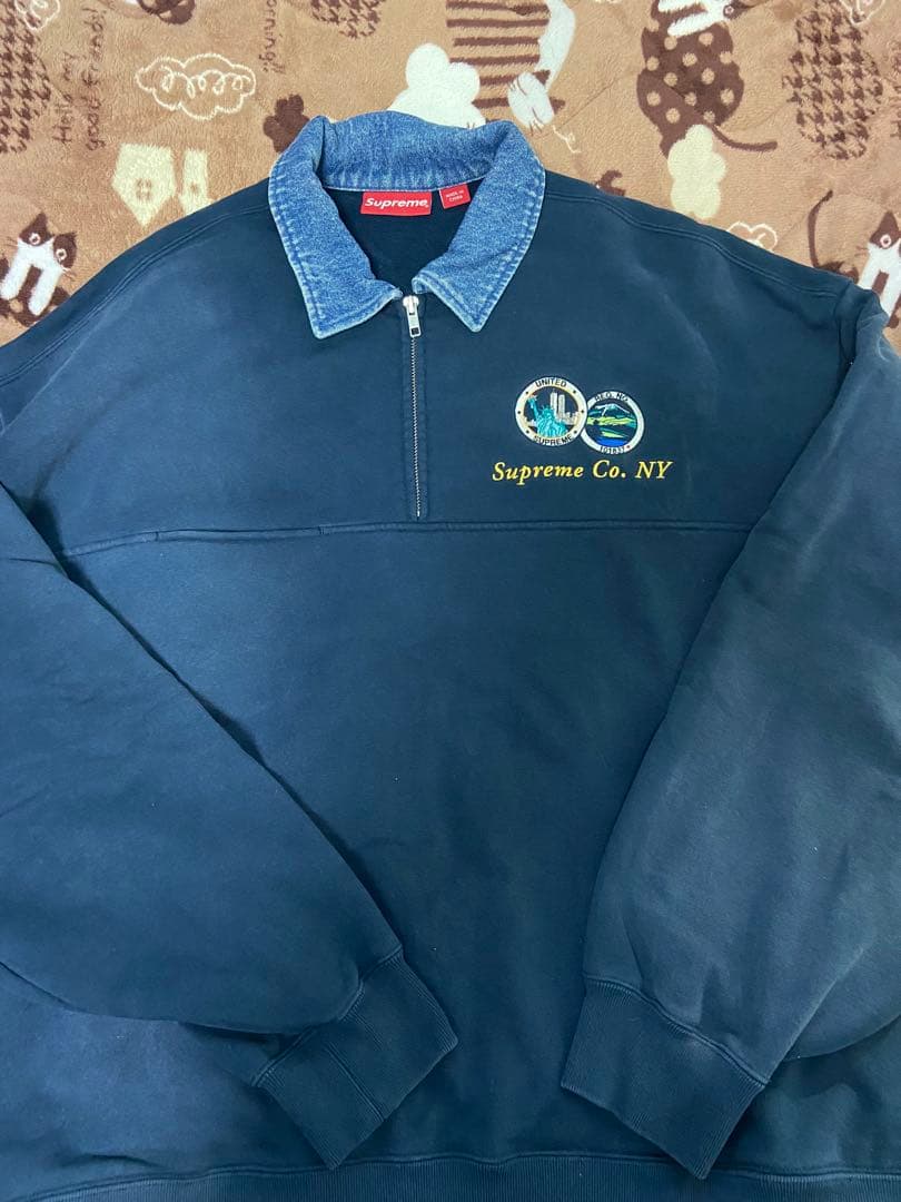 トップス Supreme Denim Collar Half Zip Sweatshirt