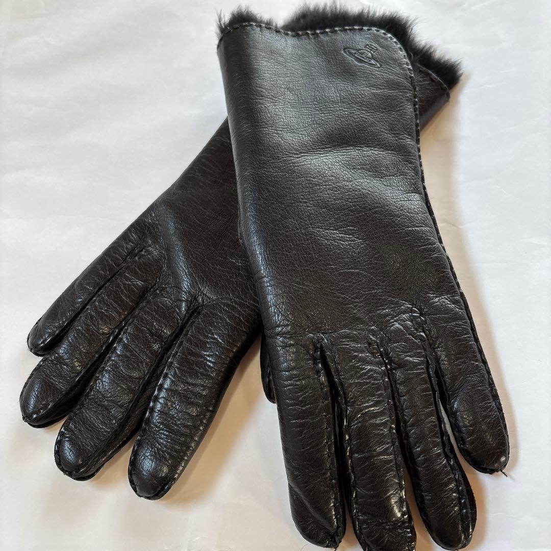 ヴィヴィアンウエストウッド　本革　手袋　グローブ　ファー　ブラック　黒