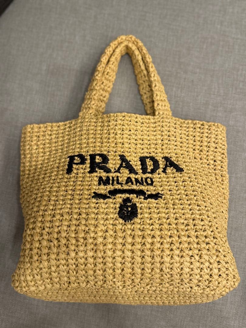 PRADA かごバッグ ベージュ 編み込み