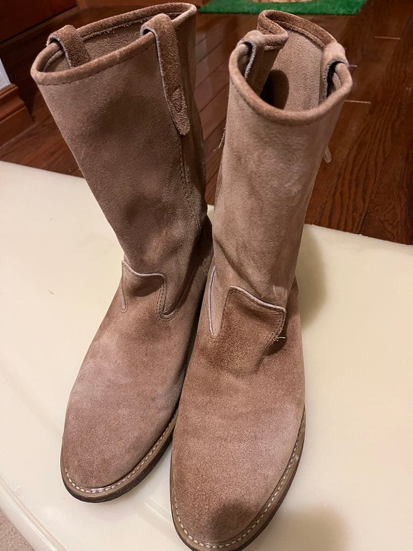 ベージュ スエード ショートブーツ