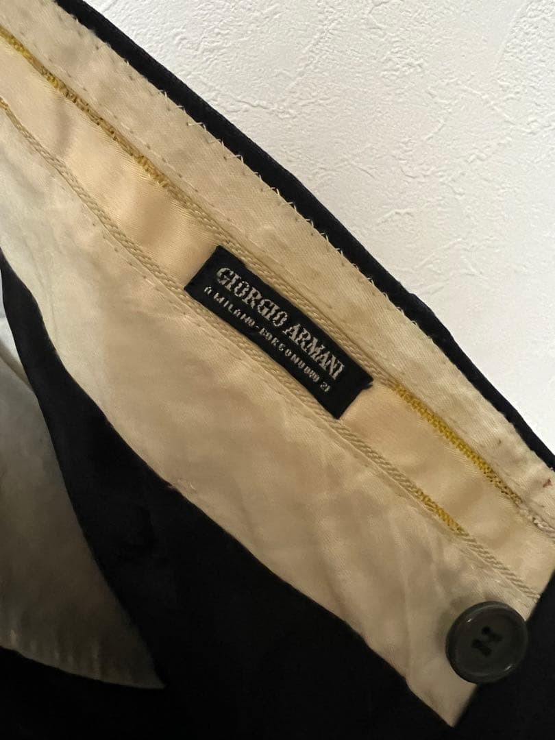 ジョルジオアルマーニ　黒タグ　スラックス　90s ワイド　ノータック