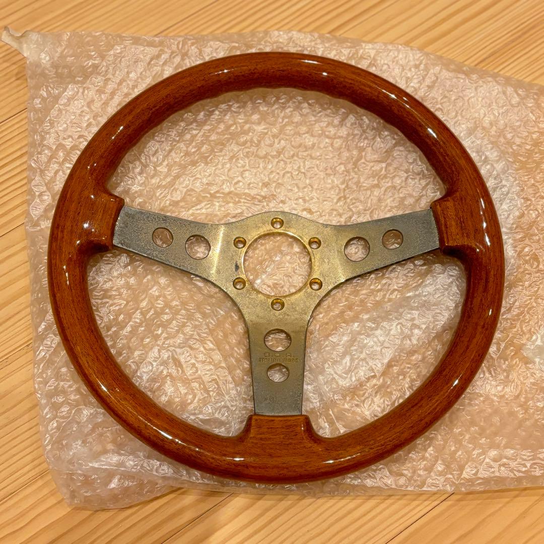 【当時物】O.B.A ウッドステアリング 直径約34cm