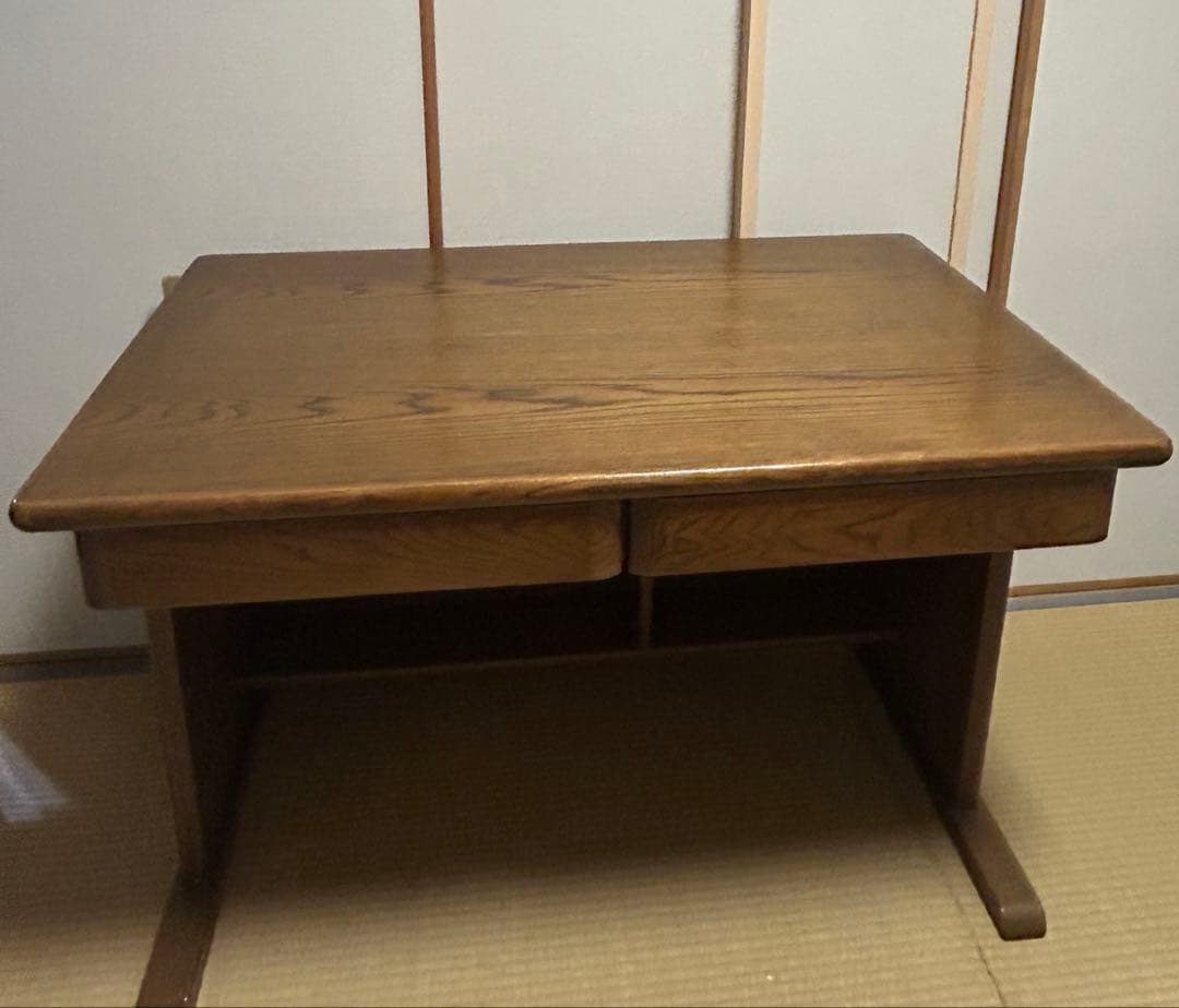 木製シンプル学習机 引き出し2つ付き　浜本工芸