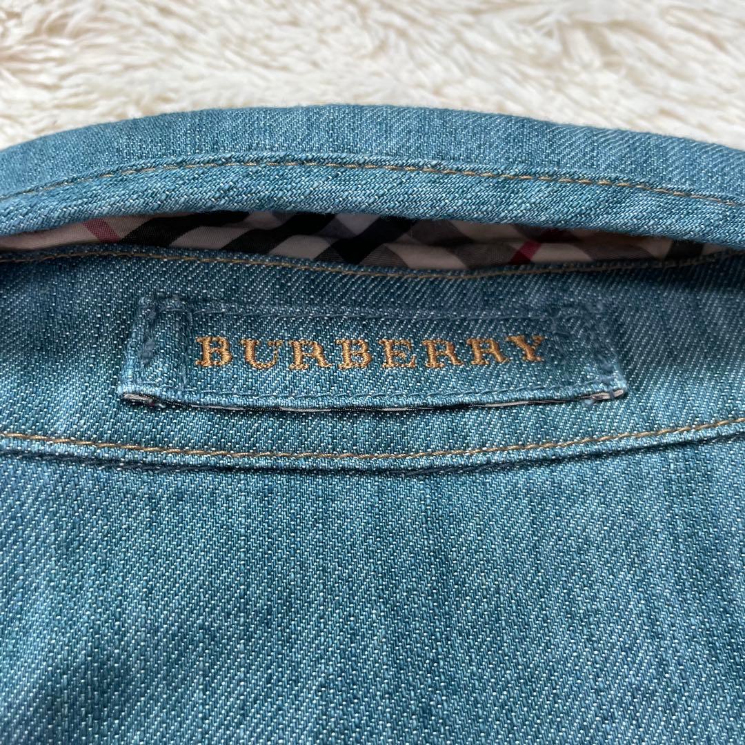 【希少サイズ44】バーバリーロンドン　ノバチェック　ブルー　デニムジャケット