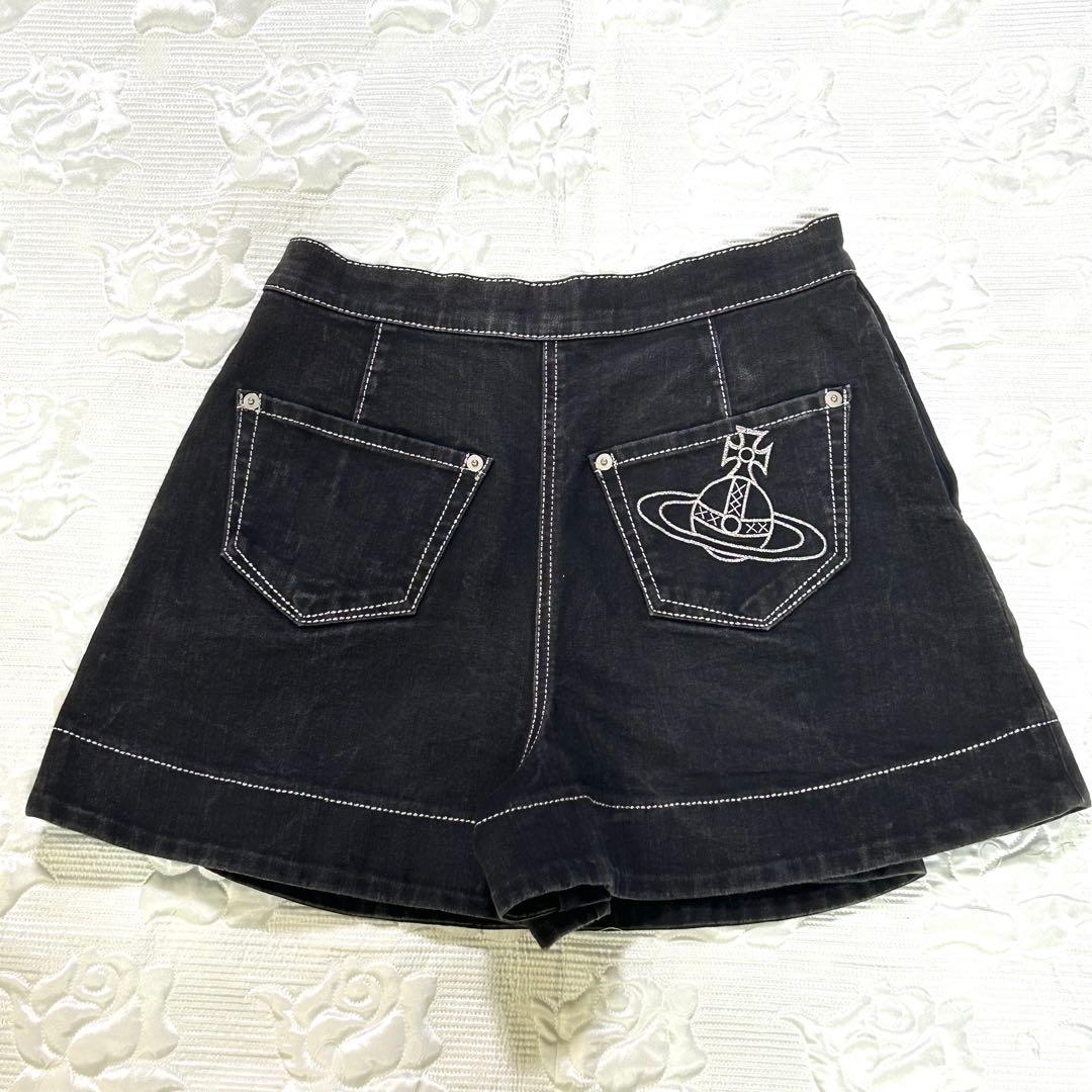 ヴィヴィアンウェストウッド　オリゾンティ　オーブロゴ&ボタン　キュロット 銀ラメ