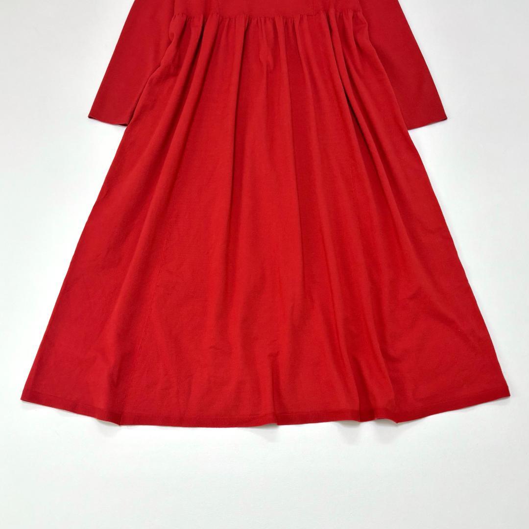 23区【洗える】ヴィスコースストレッチ Aライン ニットワンピース　L