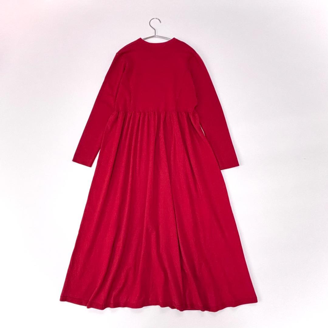 23区【洗える】ヴィスコースストレッチ Aライン ニットワンピース　L