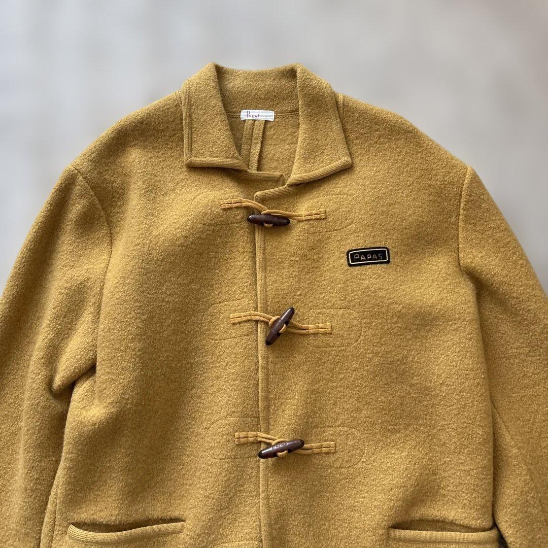 激レア【縮絨加工】パパス　ダッフルコートL　ロゴワッペン　ロゴトグル　パイピング