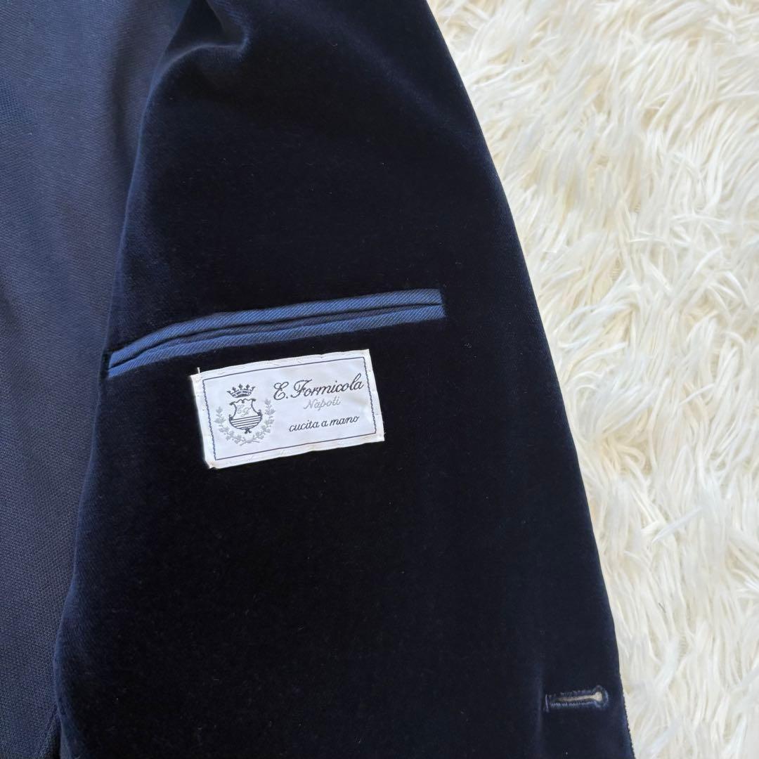 美品 エッリコフォルミコラ ベロアジャケット ネイビー 46 イタリア製