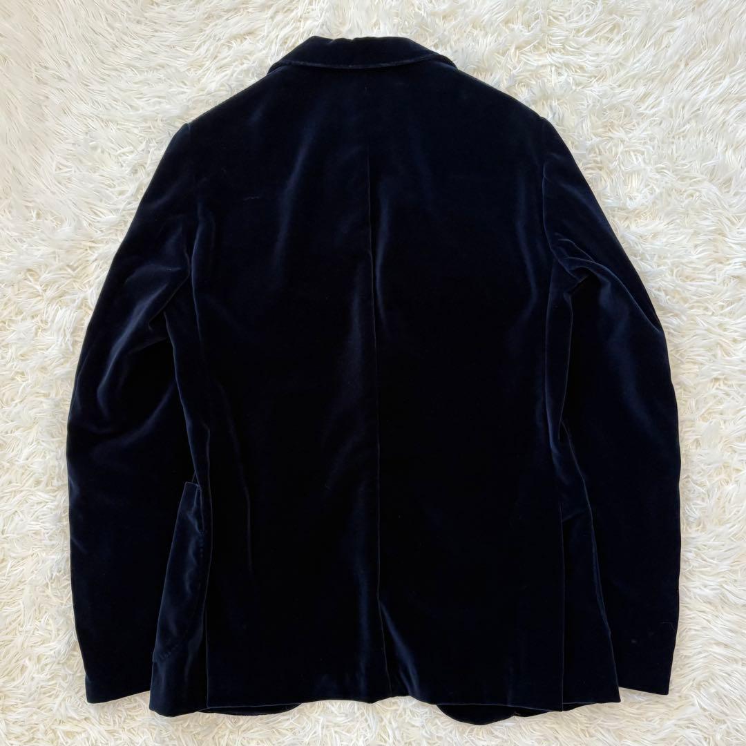 美品 エッリコフォルミコラ ベロアジャケット ネイビー 46 イタリア製